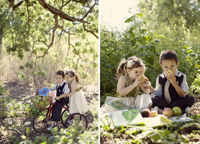 kids in love picnic under tree