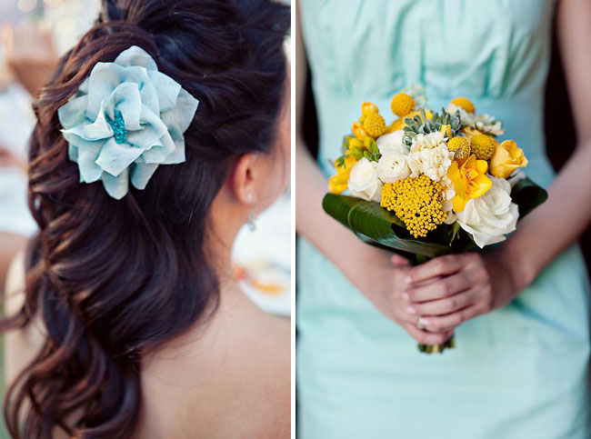 yellow and light blue themed weddings