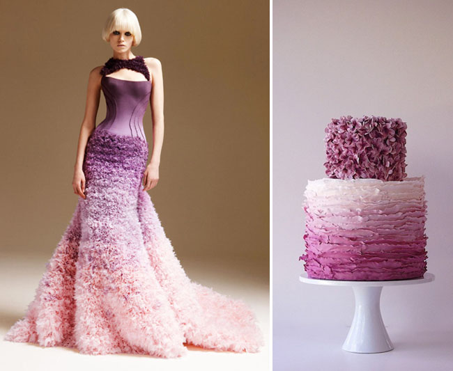 purple ombre cake and dress