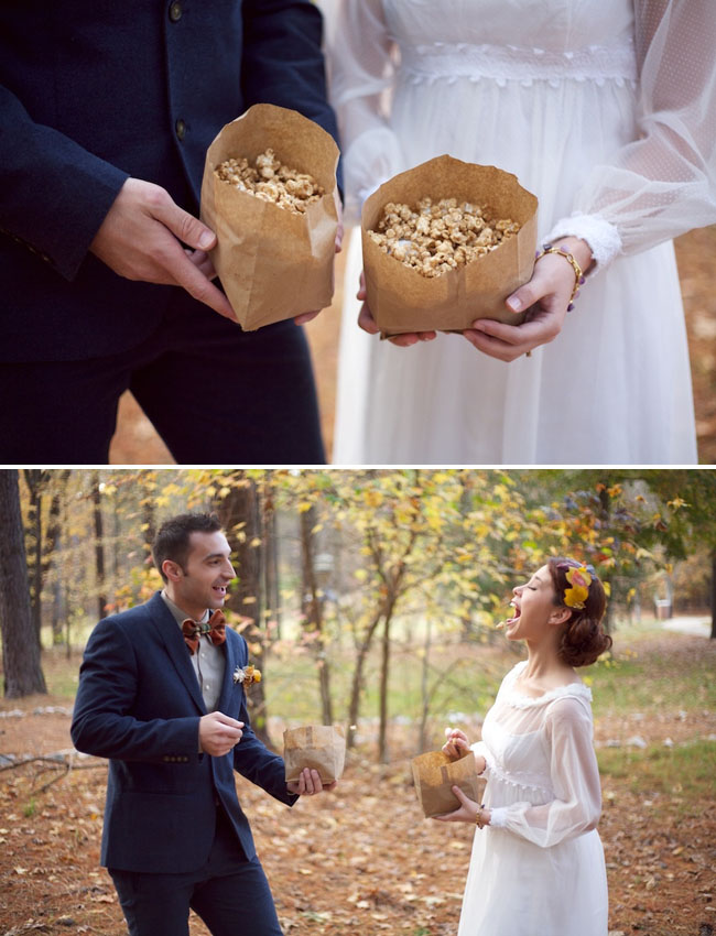 paper bags yummy affordable bride and groom with popcorn fall 
