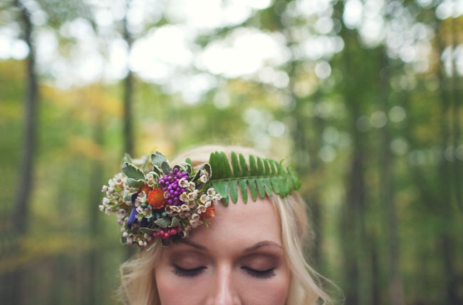 fern and floral hair piece