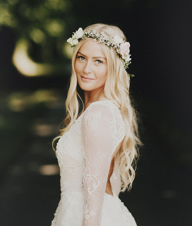 French flower crown bride