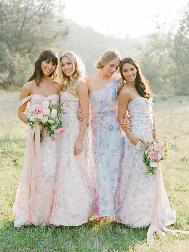 Floral Print bridesmaids dresses