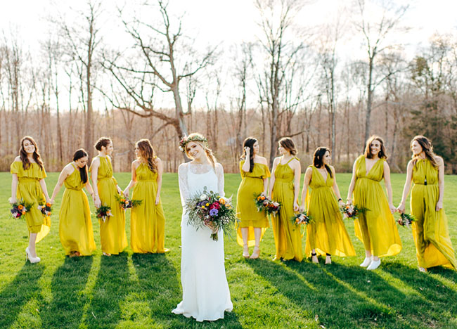 mustard yellow bridesmaids