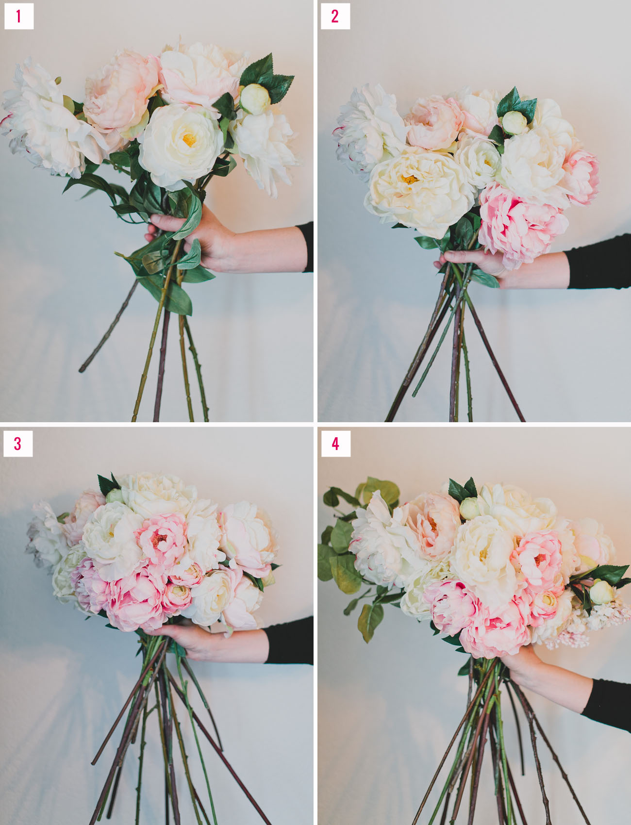 how to make a wedding bouquet using silk flowers