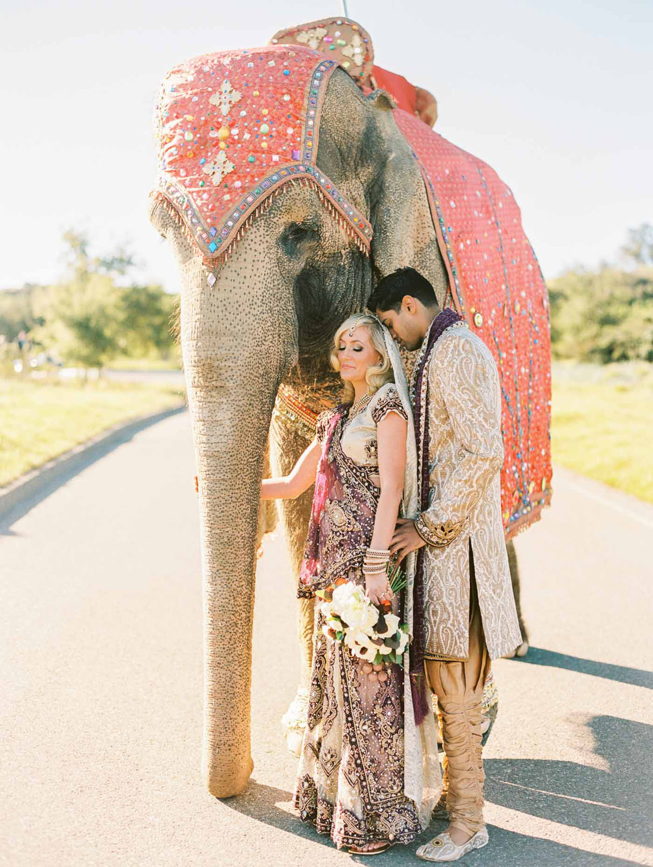 couple with elephant
