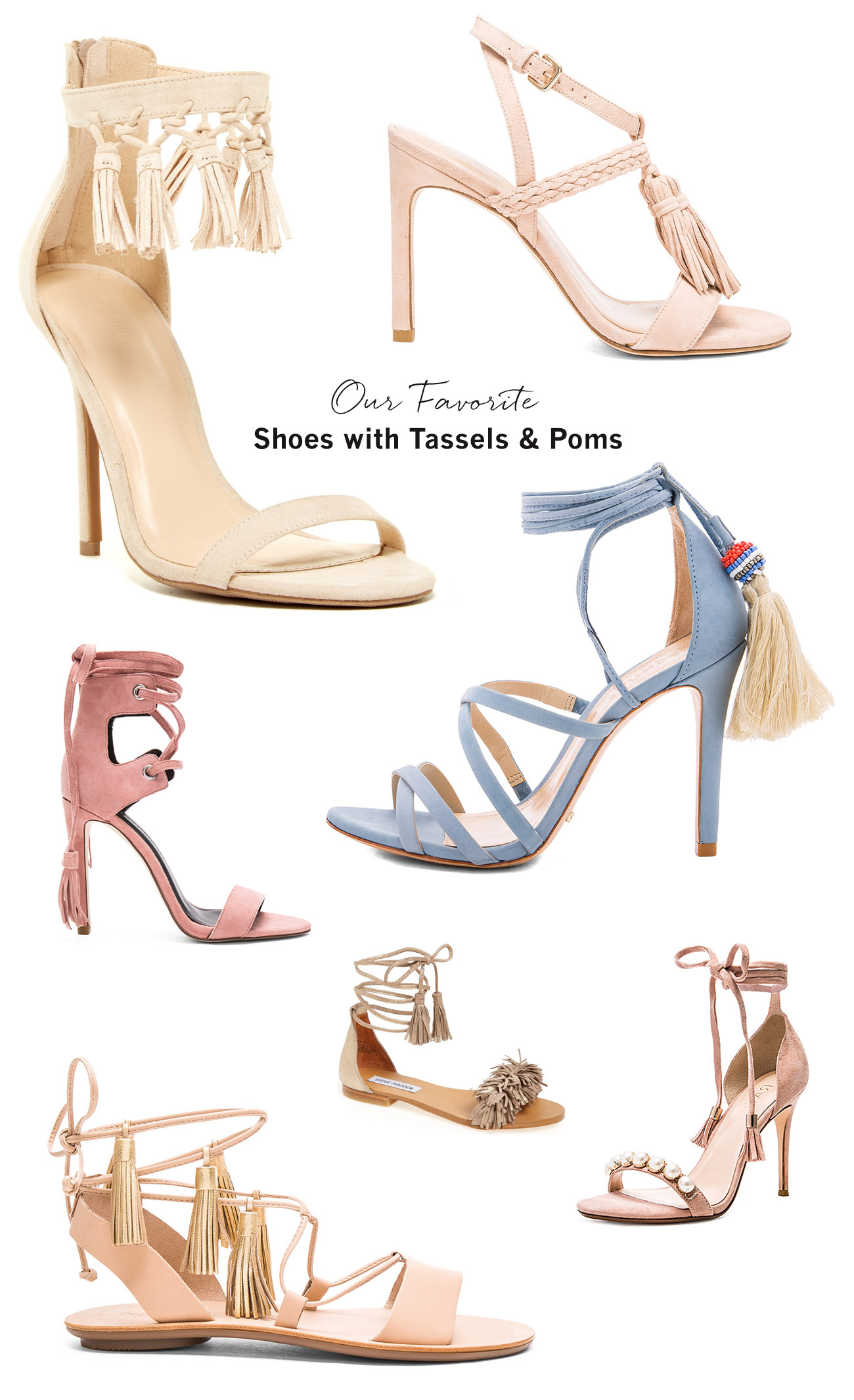 shoes with tassels and poms
