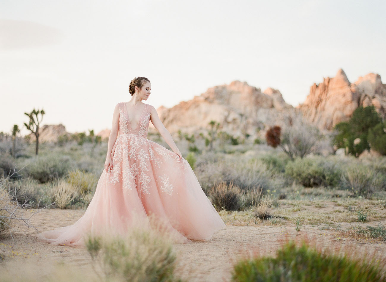 A Dreamy Pink Wedding Dress captured in Joshua Tree