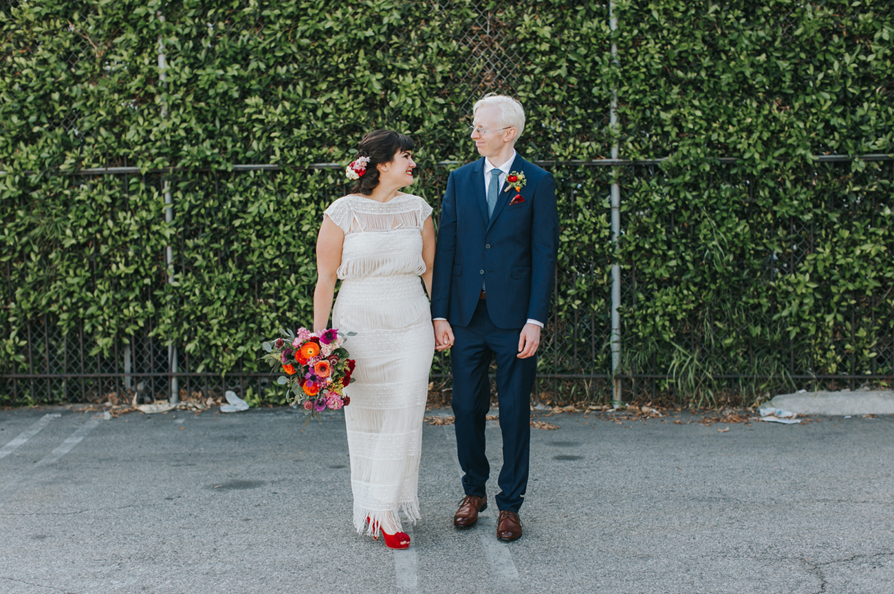 Colorful LA Wedding with a Giant Paper Cut Ceremony Backdrop