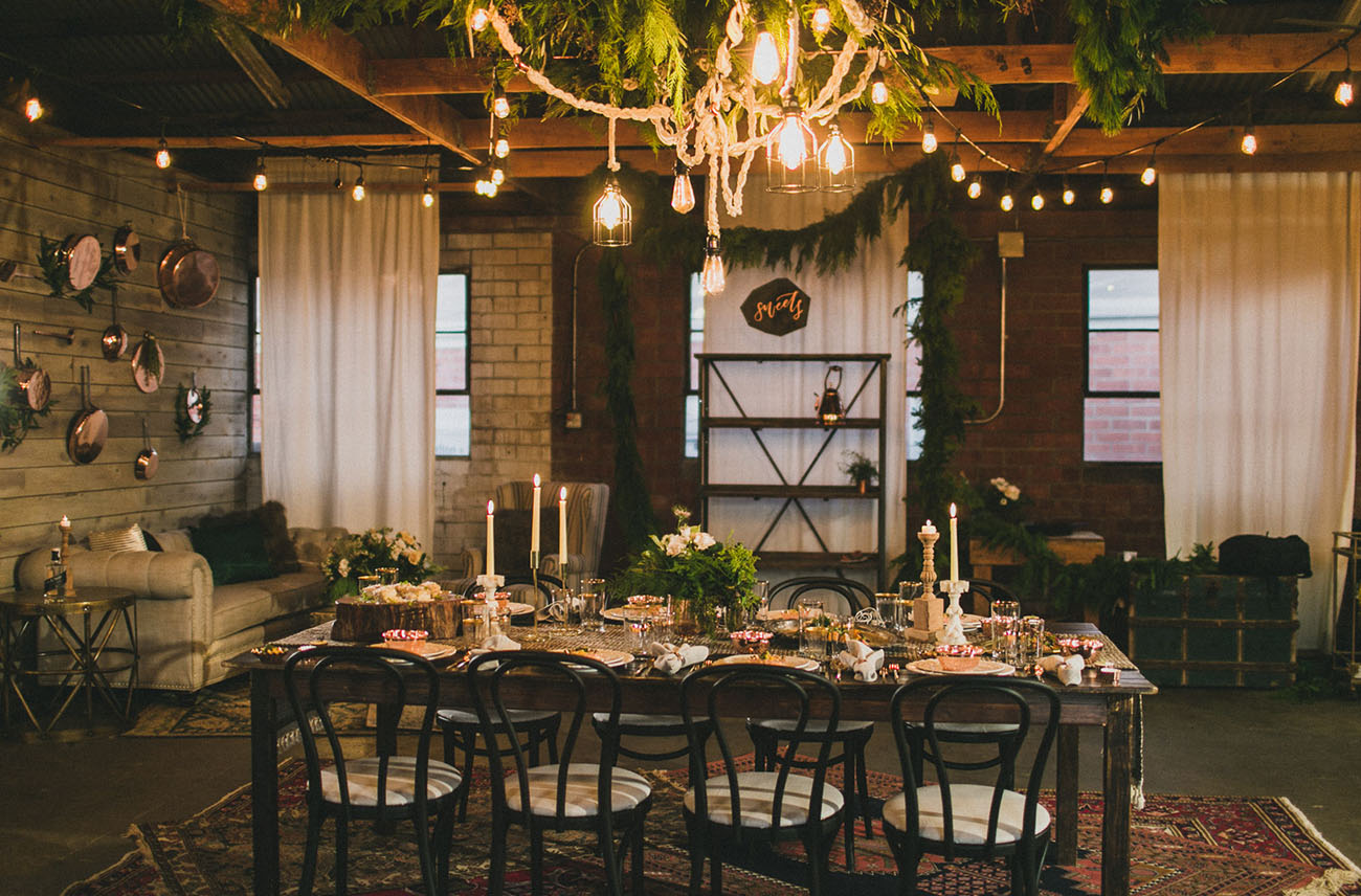 A Cozy, Copper + Rose Gold Dinner Party