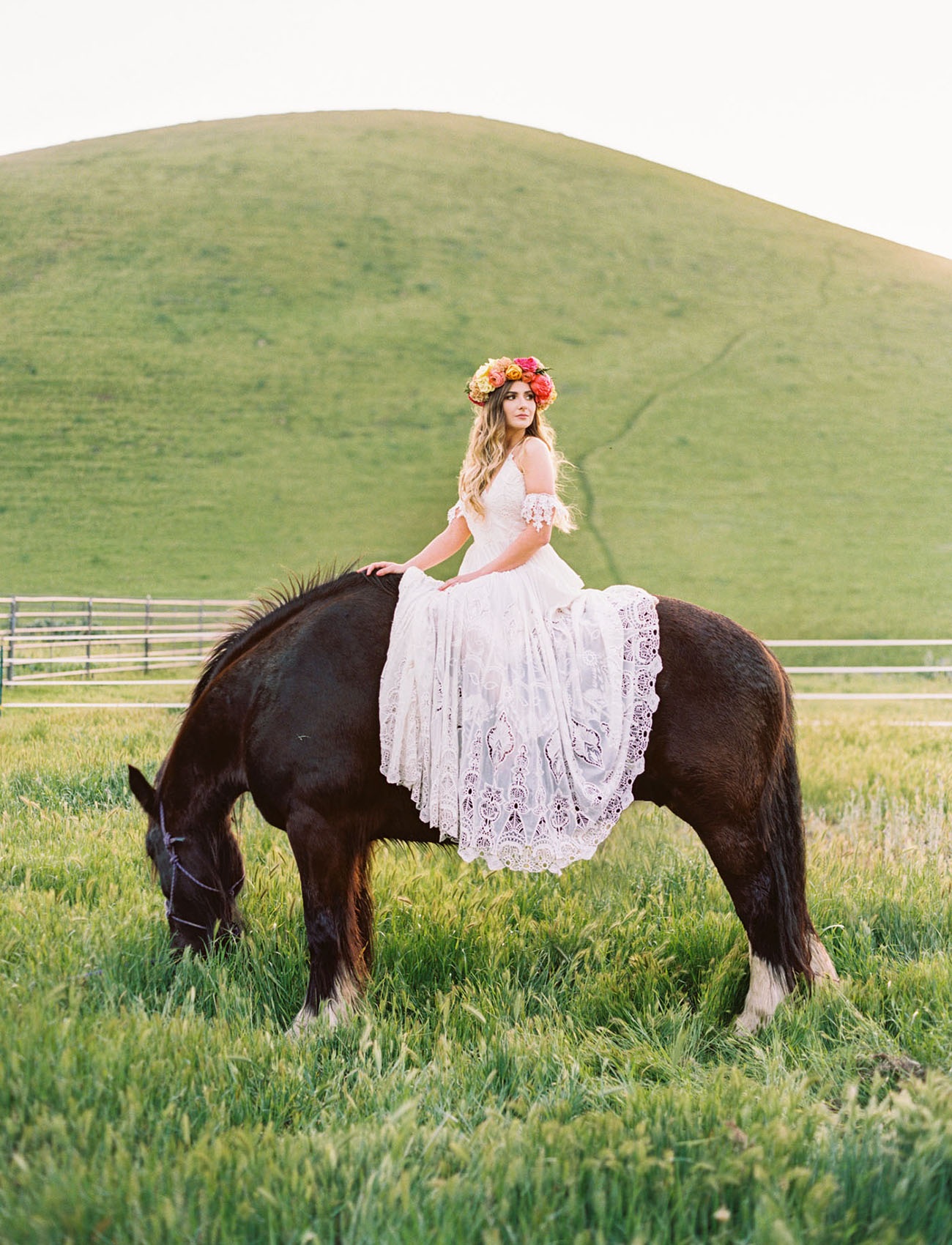 bride and a horse