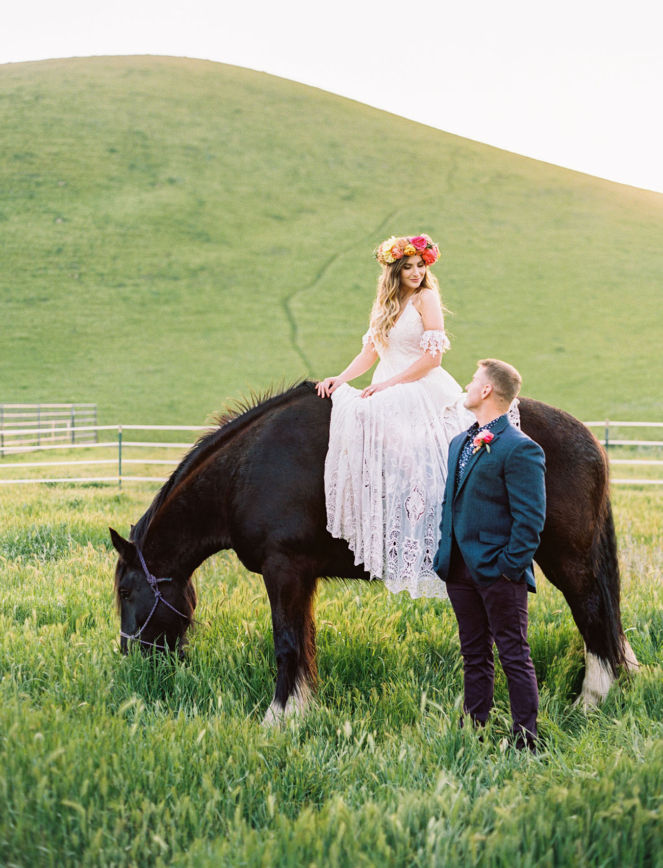 bride and a horse