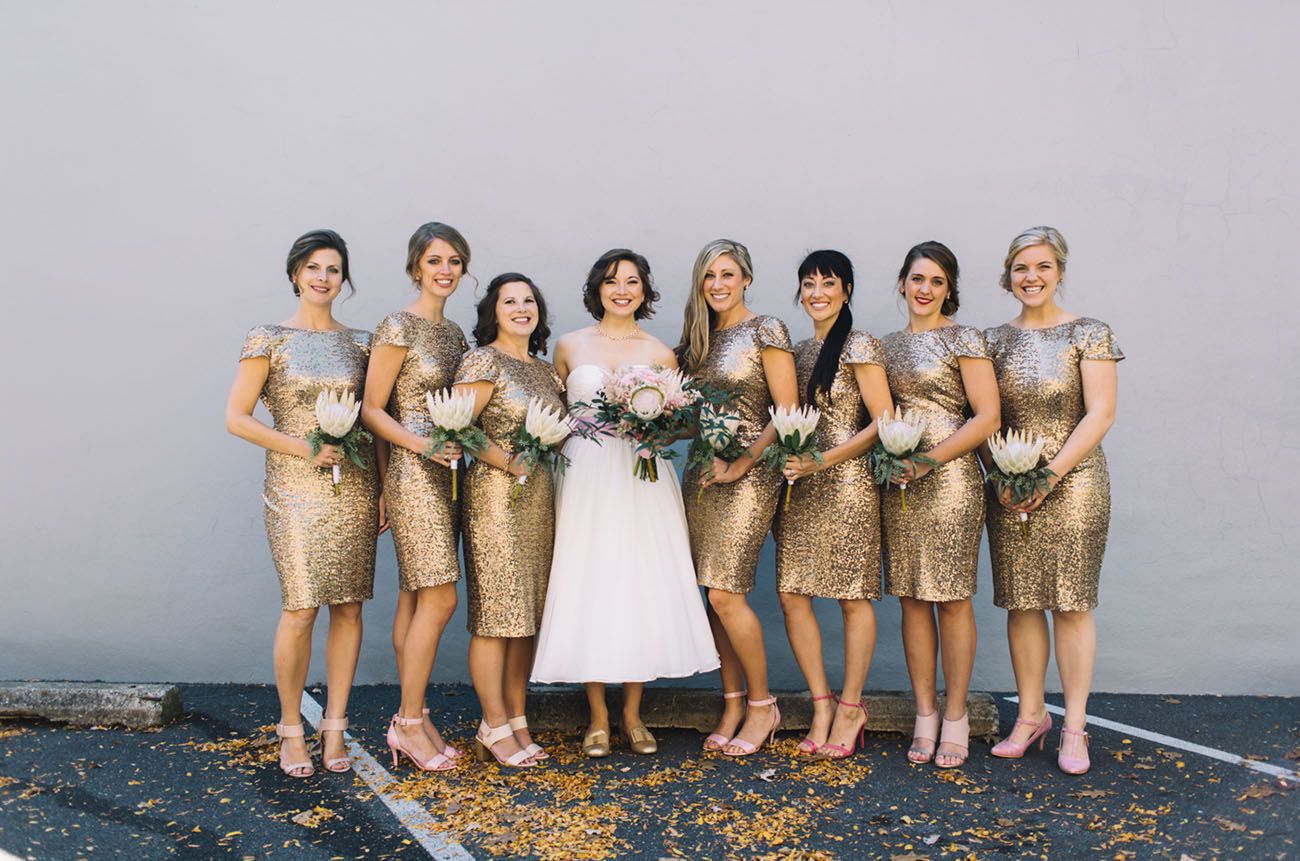 Gold bridesmaids