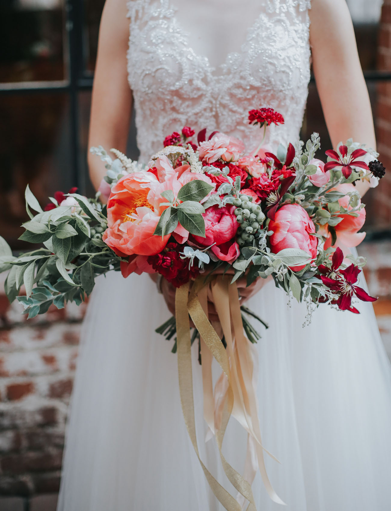 coral peony bouquet