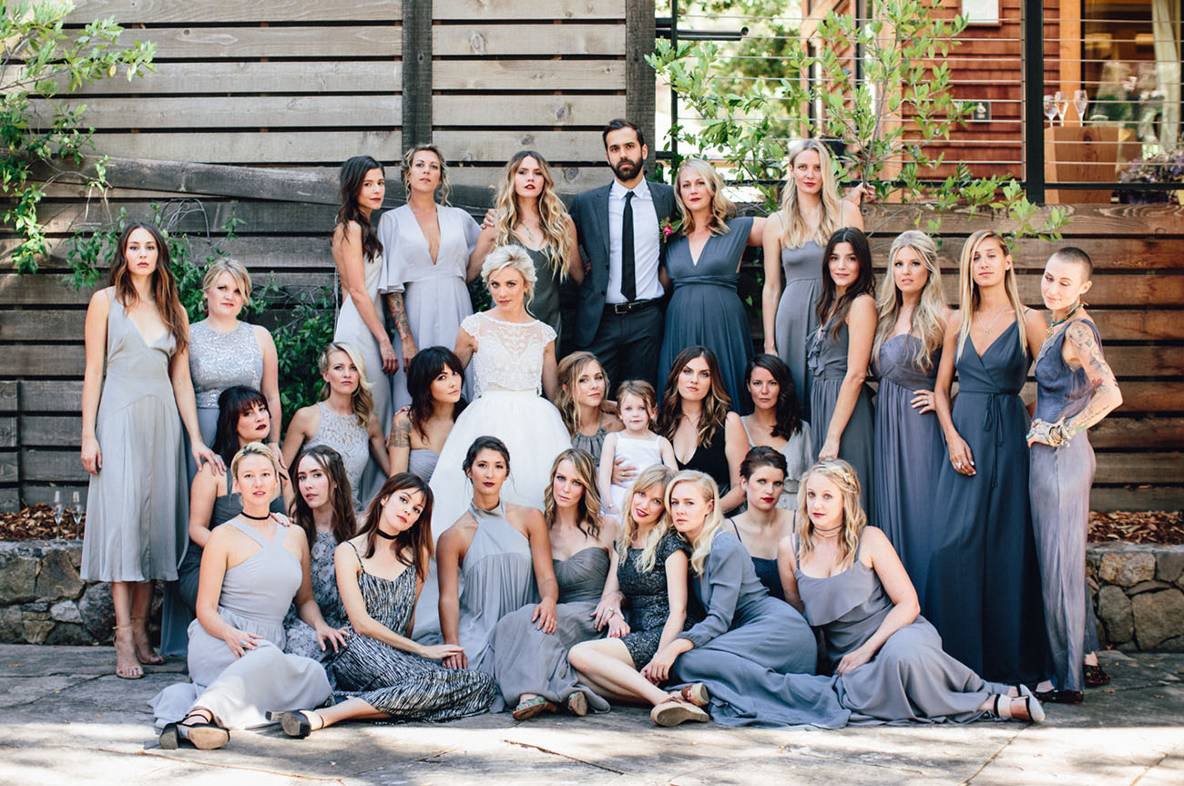 bridesmaids in gray
