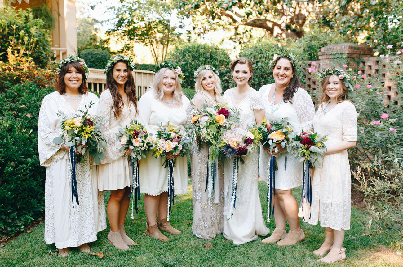 white lace bridesmaids