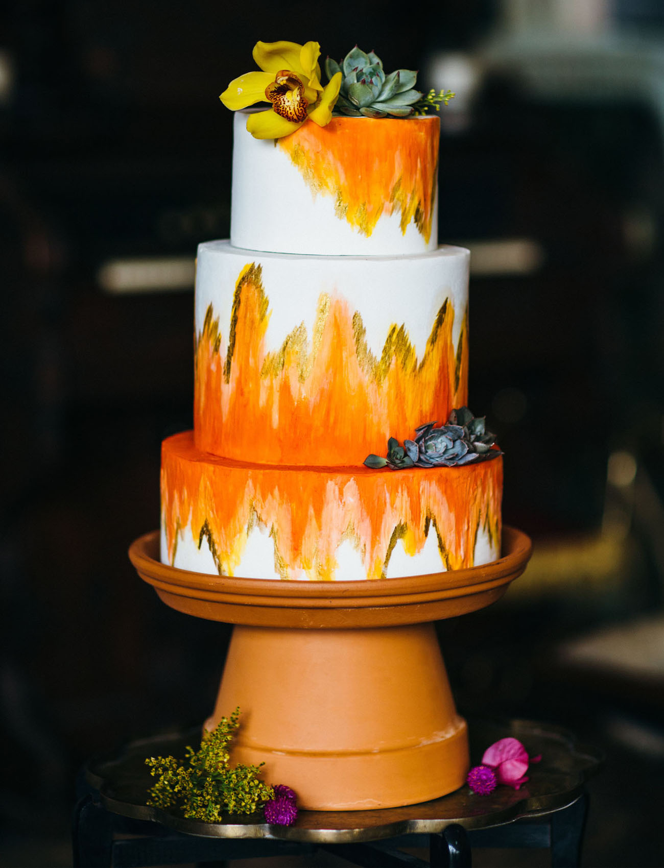orange wedding cake