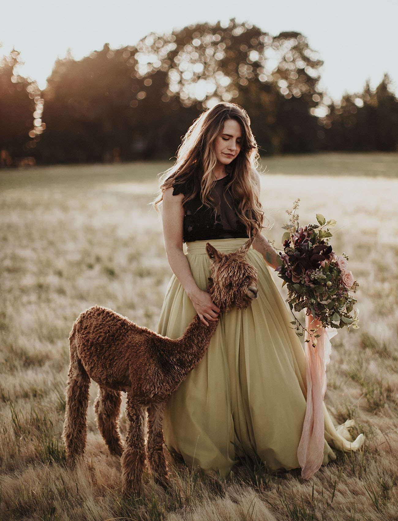 Modern Fairy Tale Bridal Inspiration on an Alpaca Farm