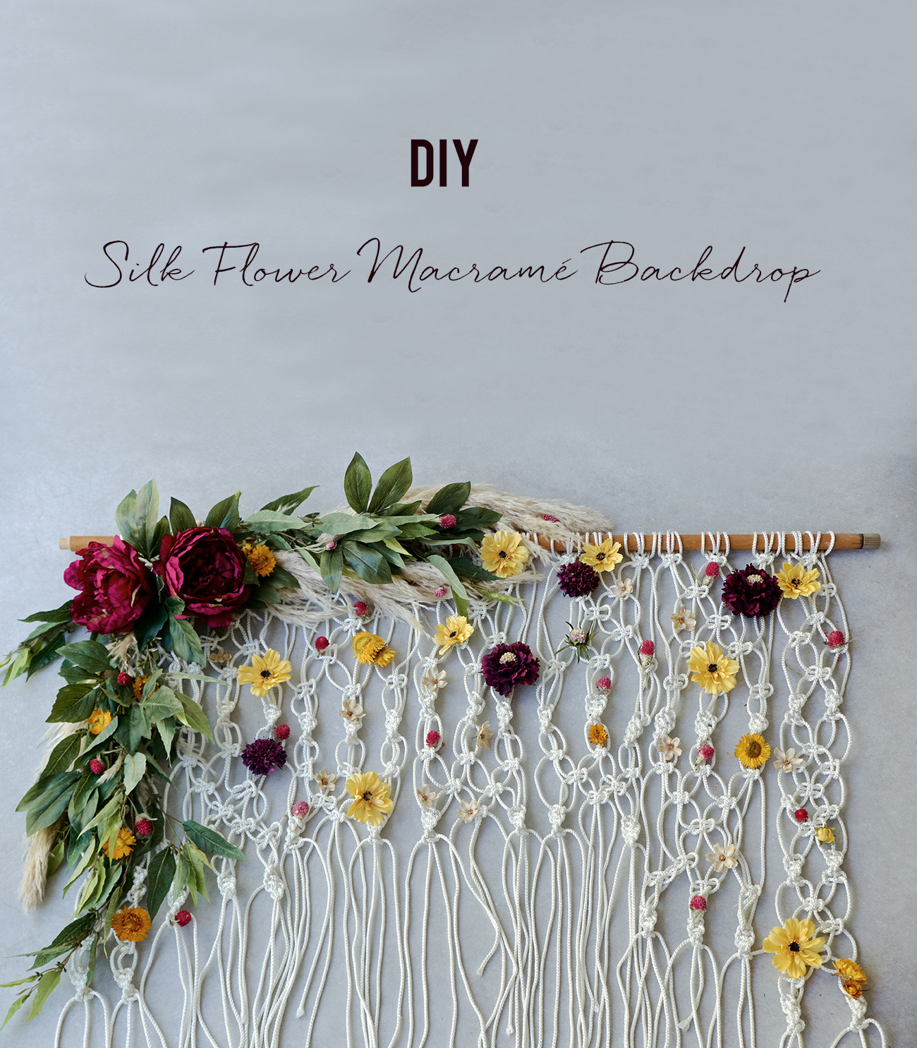 DIY Silk Floral Macramé Backdrop