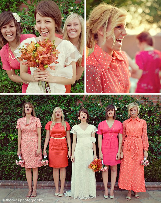 pink mismatched bridesmaids