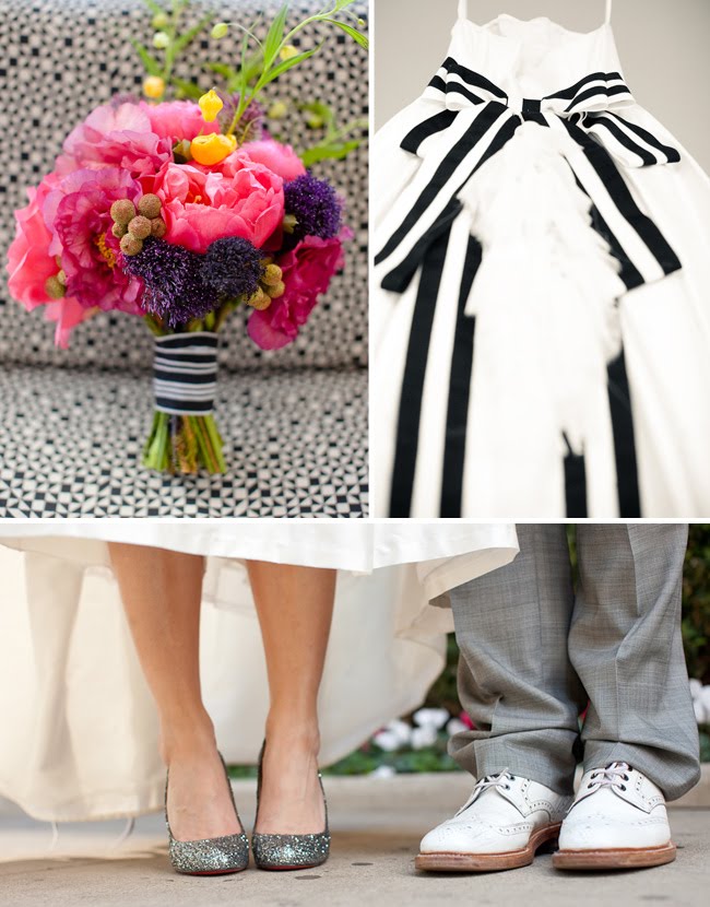black and white stripe wedding dress