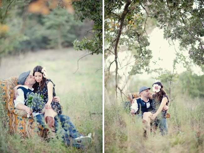 engagement photos in a field