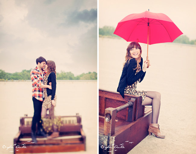 couple at the piano in love umbrella