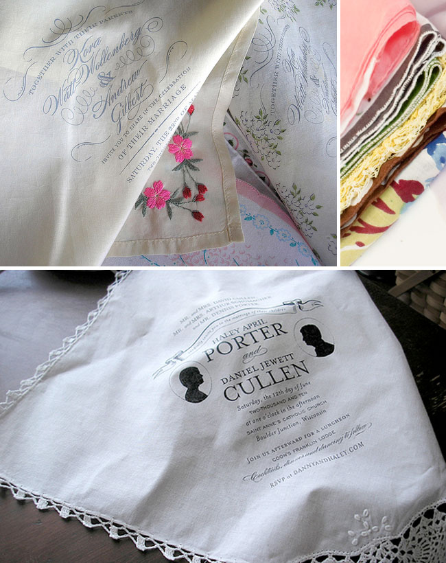 handkerchief wedding invitations