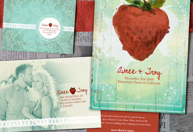 strawberry wedding invitations