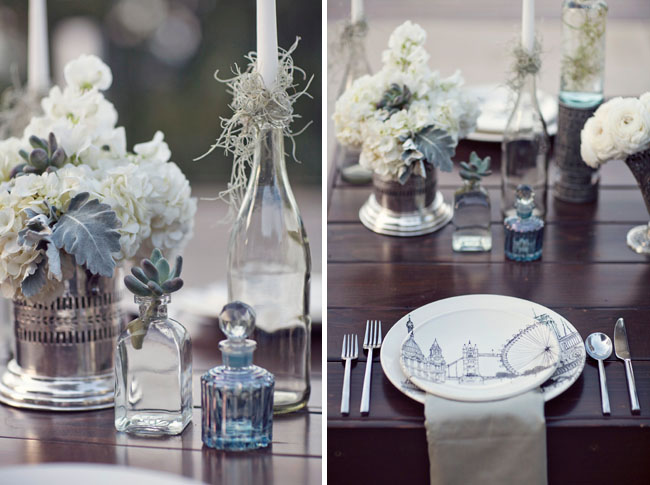 blue and grey wedding table
