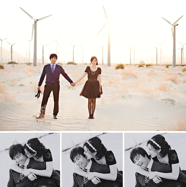 palm springs windmill engagement photos