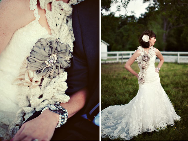 bride wedding dress crochet necklace