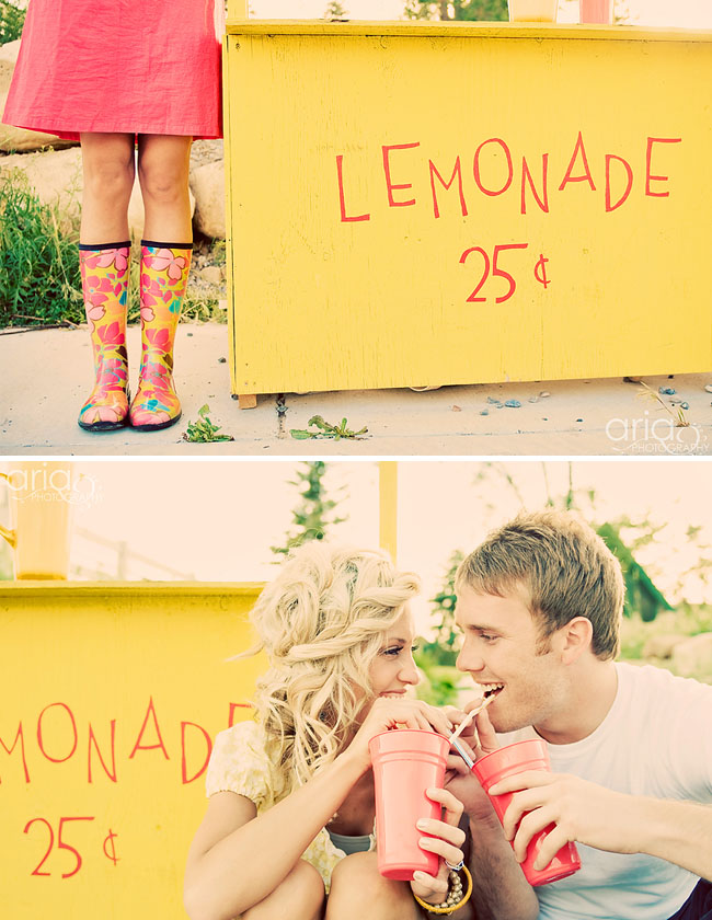 lemonade stand engagement photos