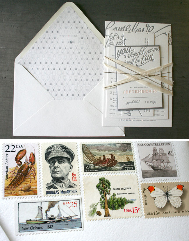 wedding invitations pretty stamps