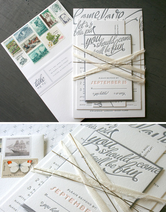 wedding invitations pretty stamps