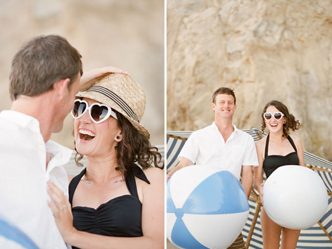 Malibu engagement session with beach balls