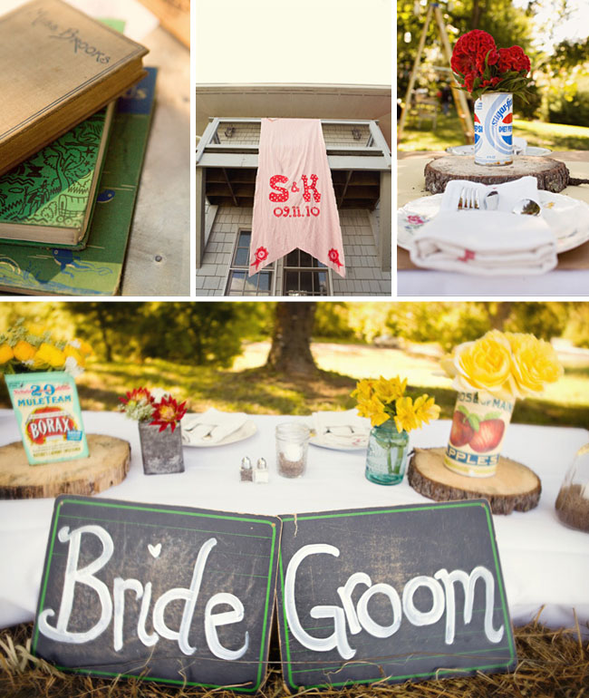bride and groom signs