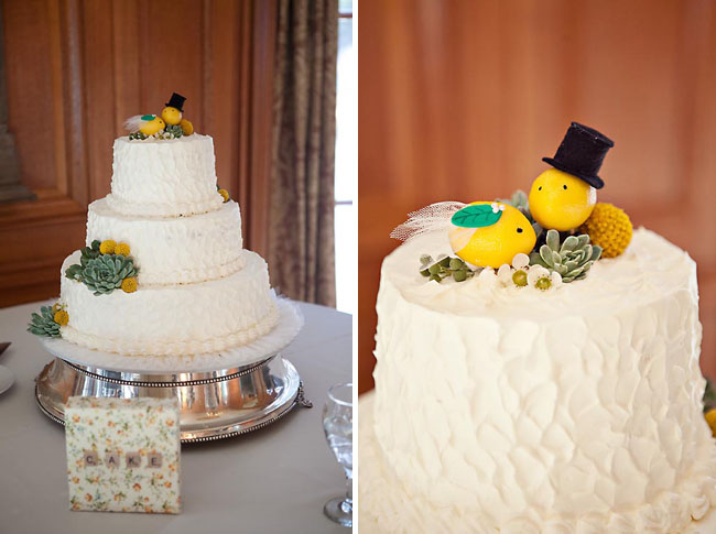 wedding cake with lemons on top