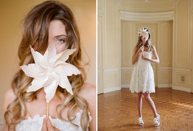 pinwheel and lace wedding dress