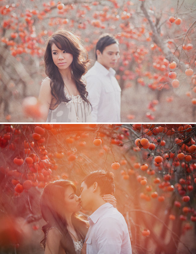 pomegranate orchard engagement session