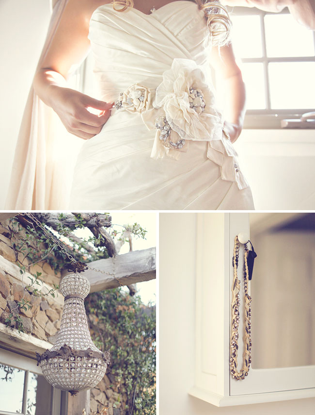 bride with flower belt