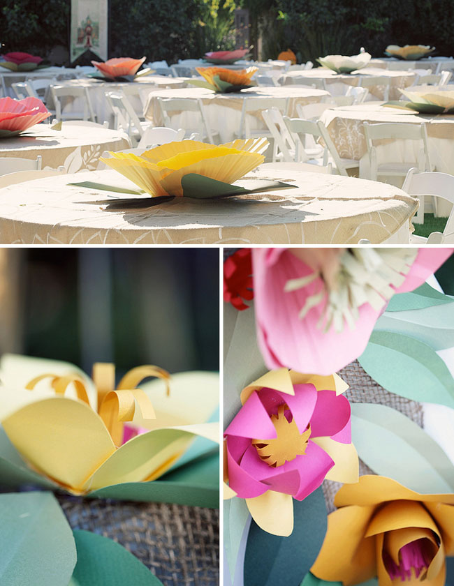 giant paper flowers on the table