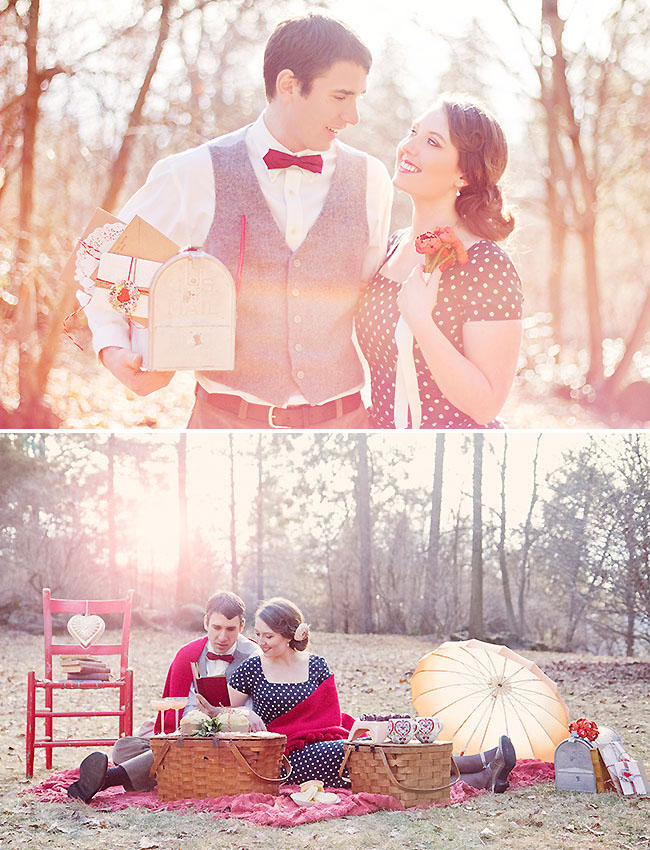 couple at a valentine's picnic