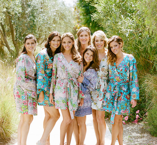 bridal party in pretty robes