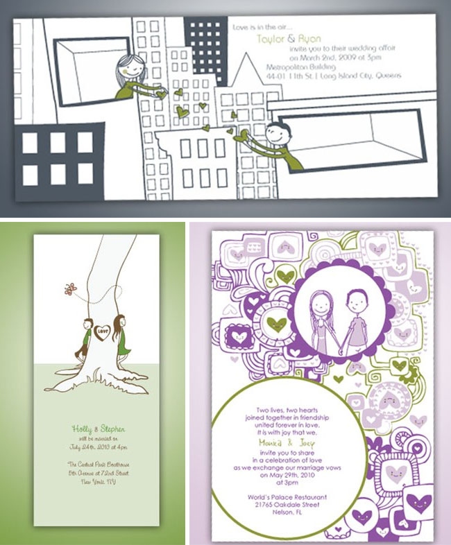 illustrated wedding invitations