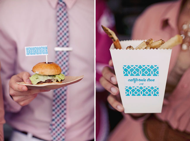 burgers and fries at wedding