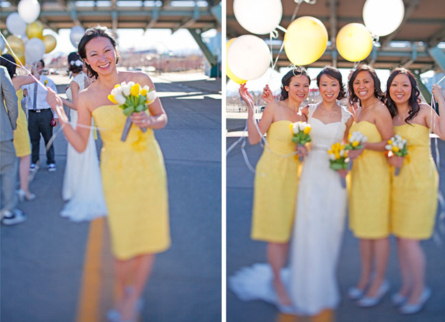 bridesmaids with balloons