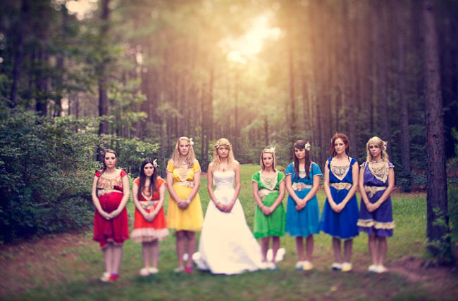 rainbow bridesmaids dresses