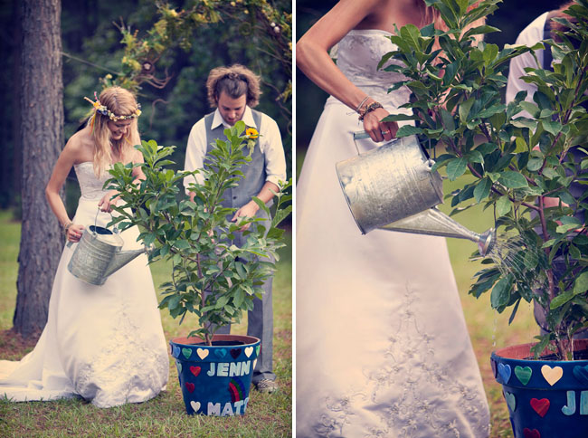 watering tree during wedding ceremony