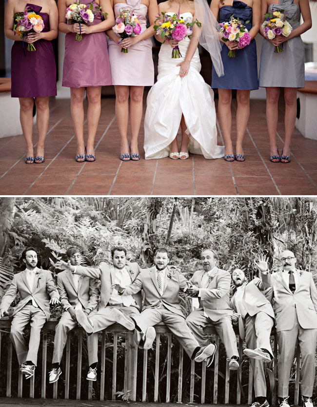 bridesmaids in different dresses